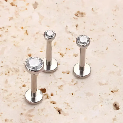 Piercing Labret de Titânio Ponto de Luz com Zircônia