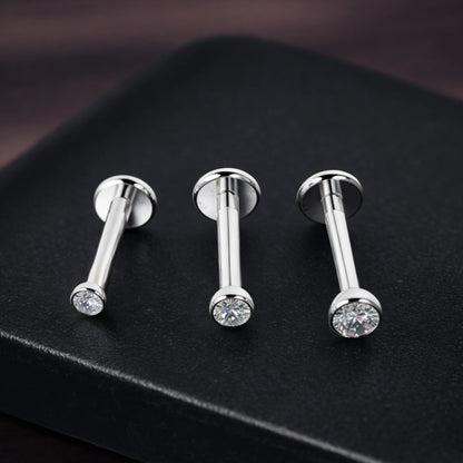 Piercing Labret de Titânio Ponto de Luz com Zircônia