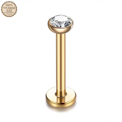 Piercing Labret de Titânio Ponto de Luz com Zircônia