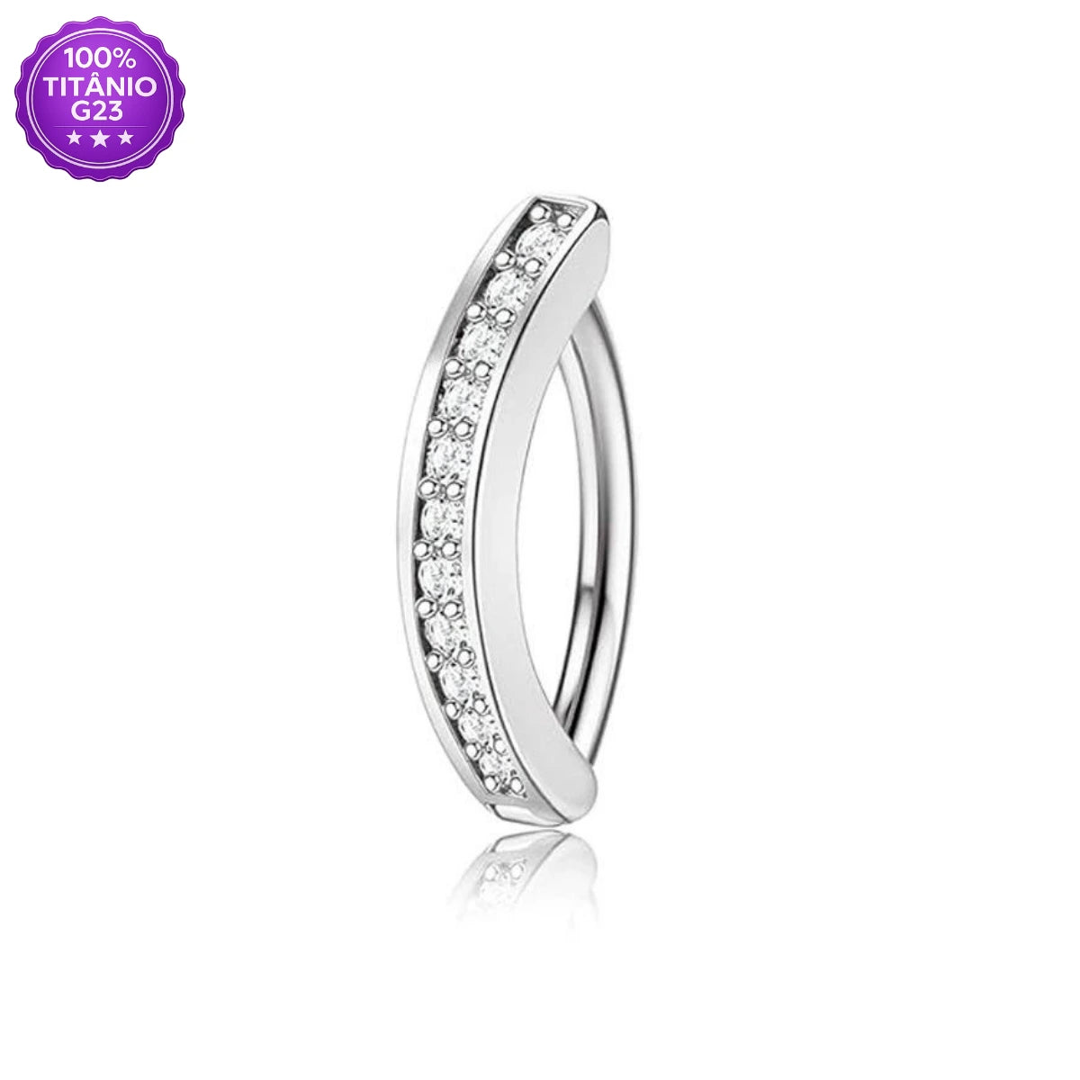 Piercing umbigo Titânio G23 prateado com fecho clicker